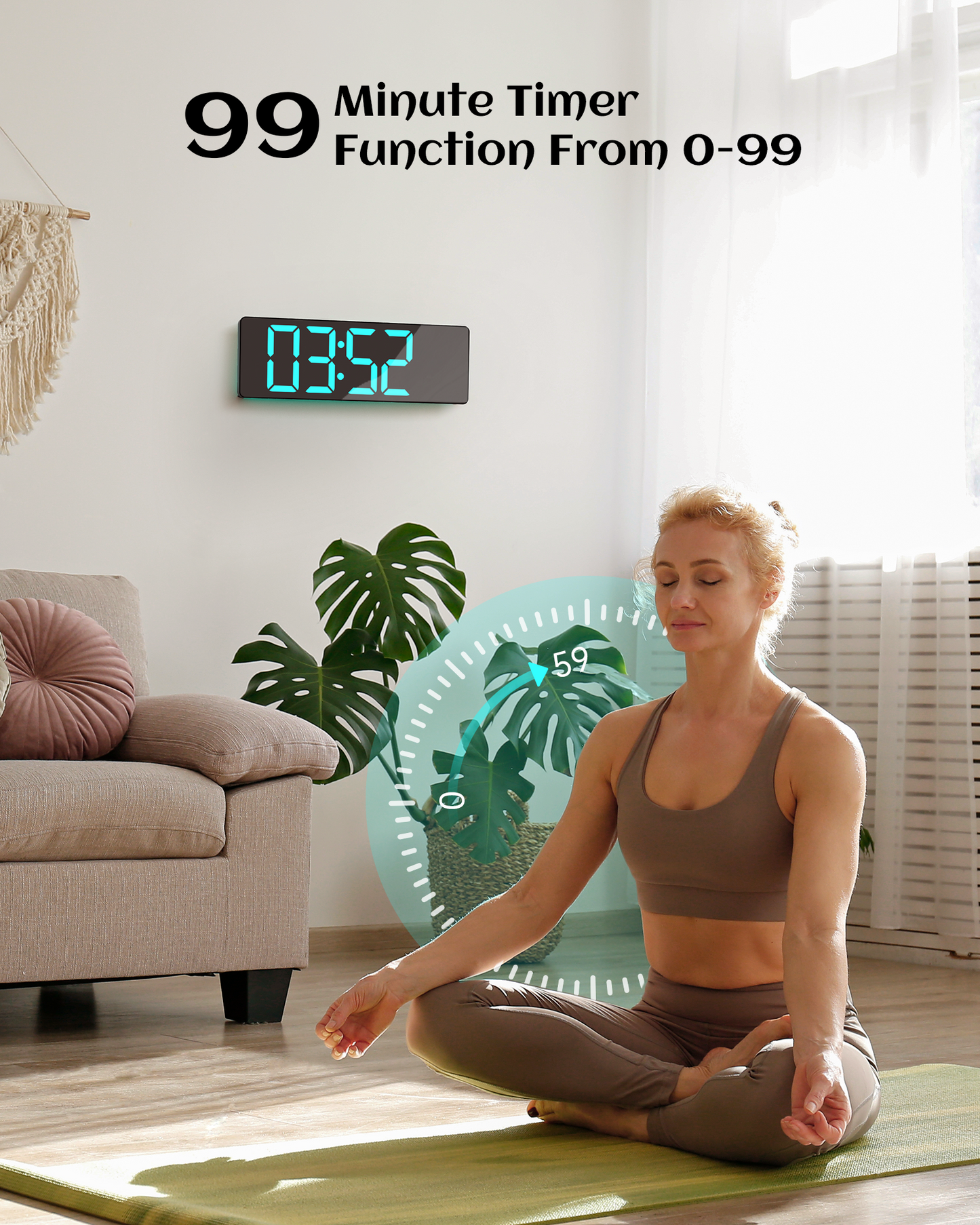 12" Digital Wall Clock for Classroom Livingroom Game Home Decor with LED Display RGB Lights