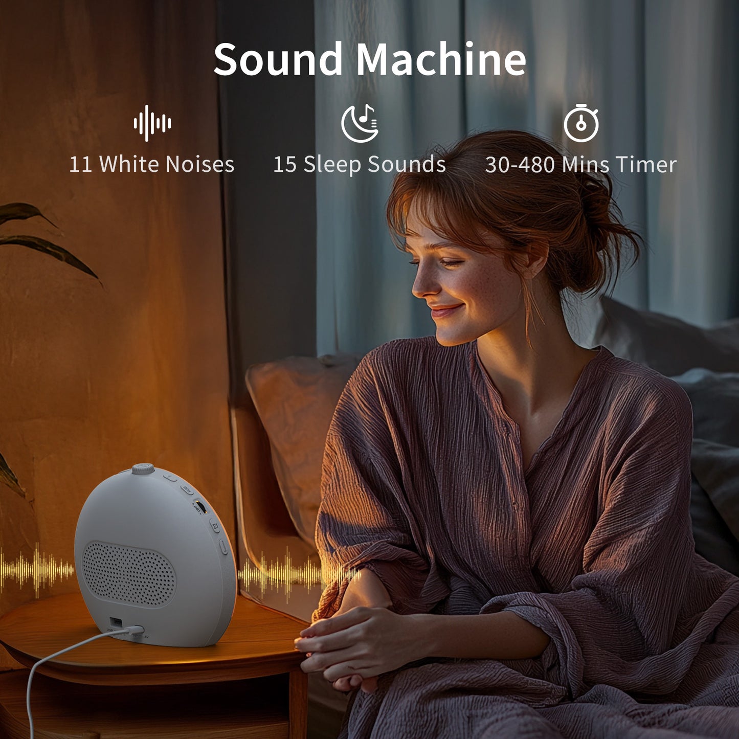 Sunrise Alarm Clock Sound Machine, Upgraded Backlit Buttons, 26 Soothing Sounds, White Noise Machine Night Light, Bluetooth Speaker Wake Up Light for Bedroom, Heavy Sleeper, Adults, Kids