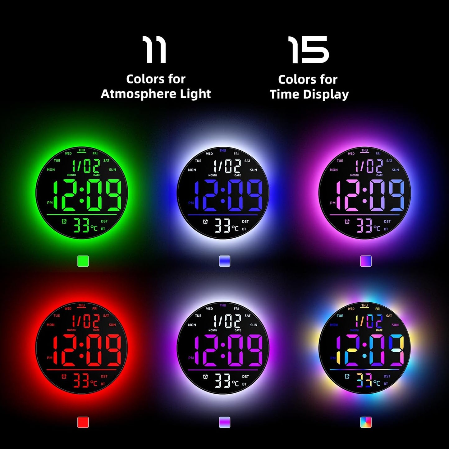 10" Large Digital Wall Clock with Remote Control