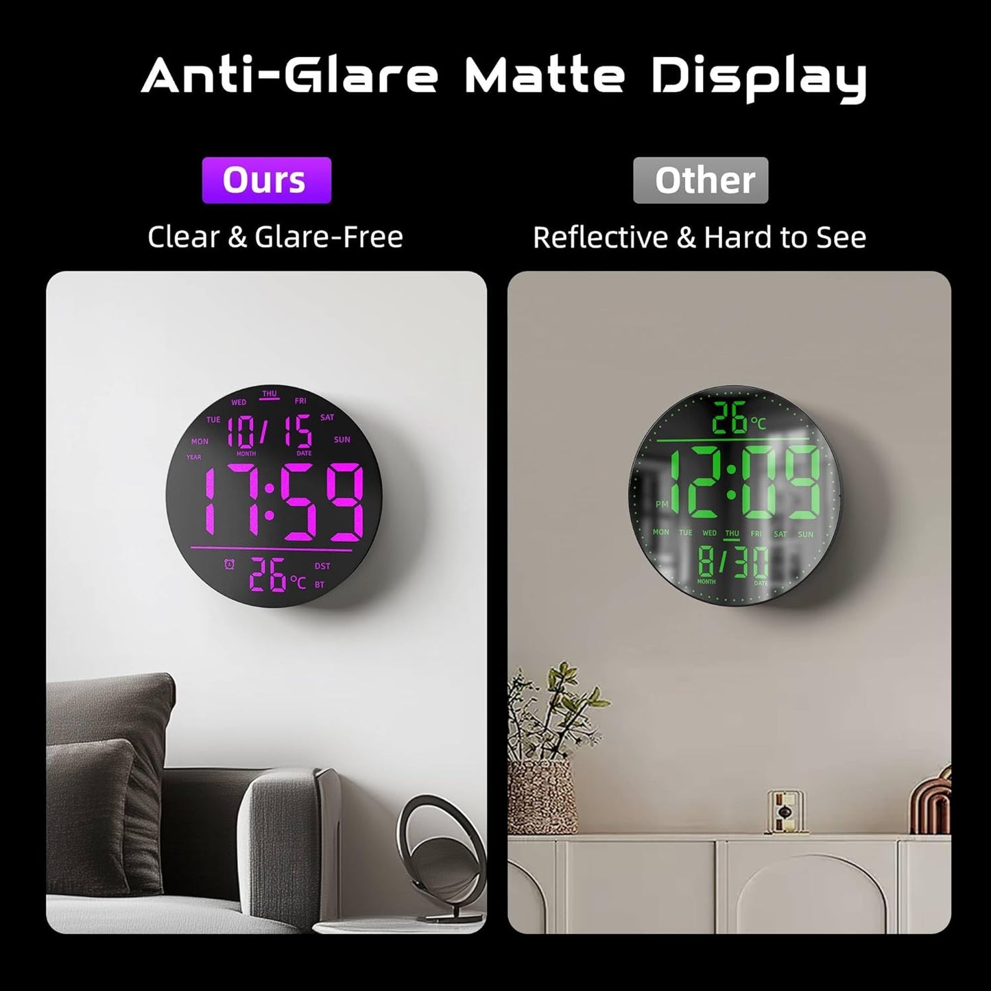 10" Large Digital Wall Clock with Remote Control