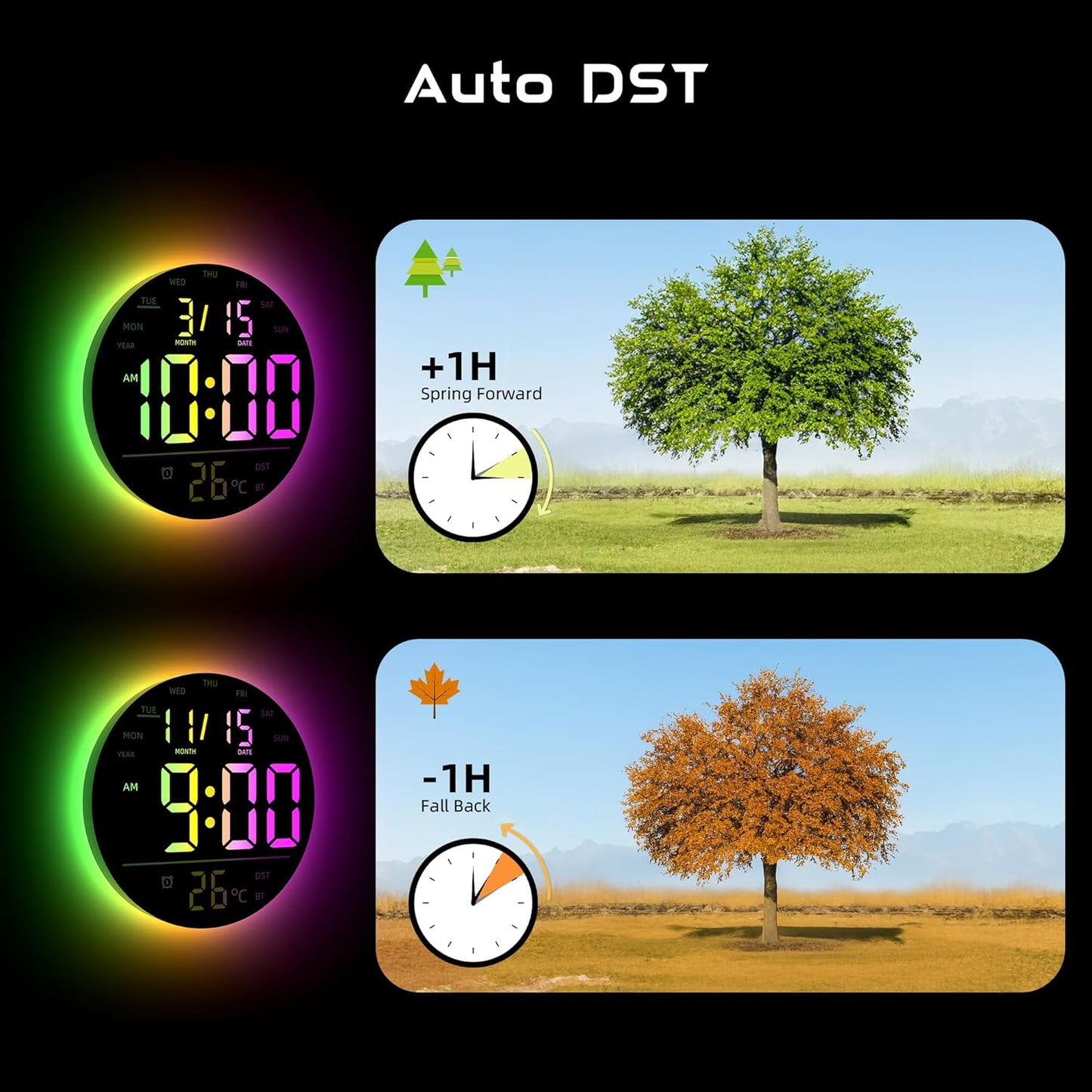 10" Large Digital Wall Clock with Remote Control