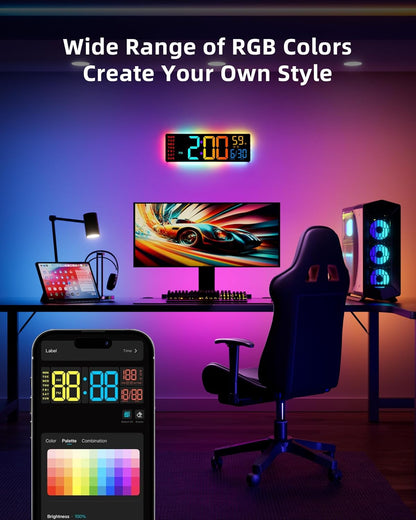 EASYERA 16.5” Large Smart Digital Wall Clock with App Control AC-WC165S
